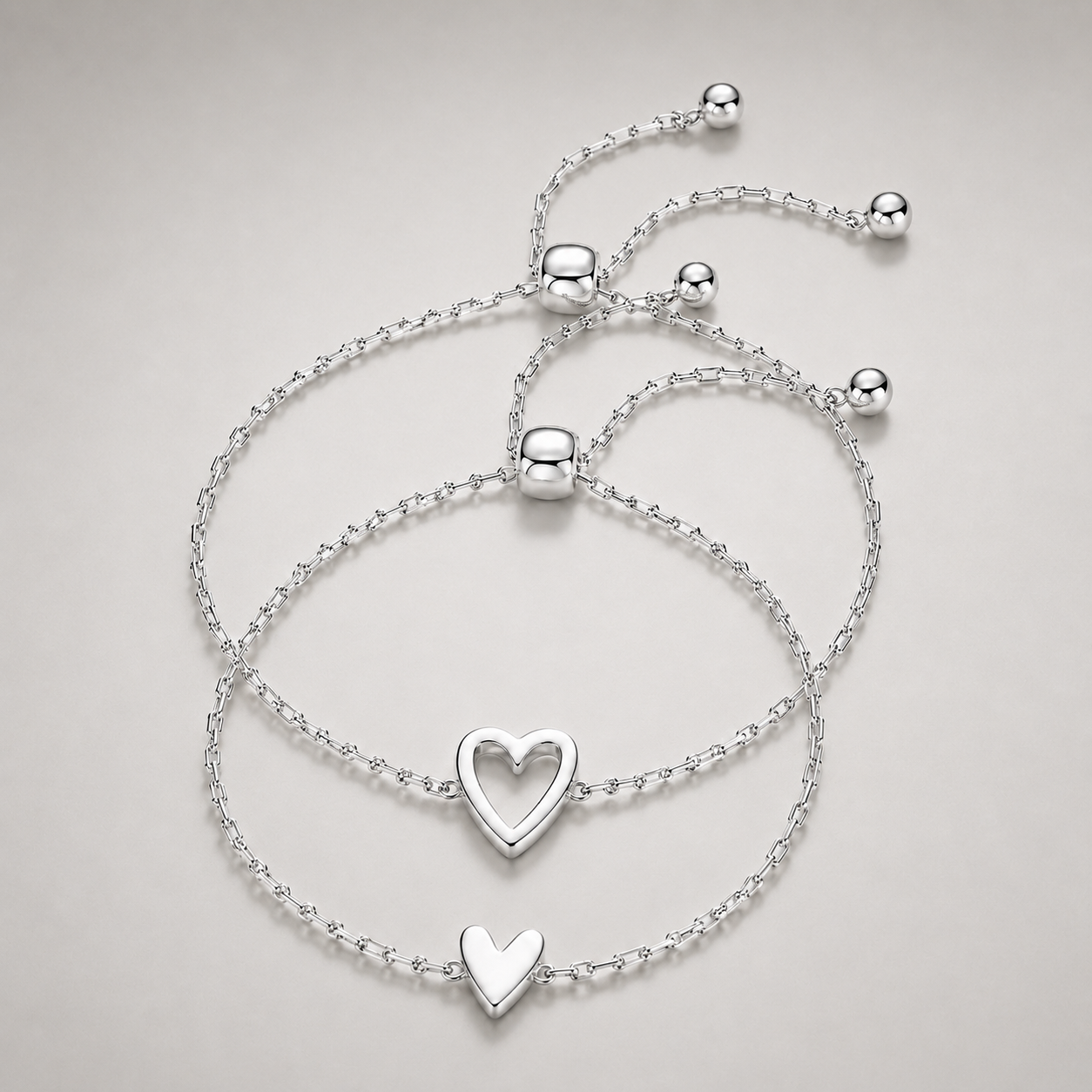 Twin Hearts Bracelet Set