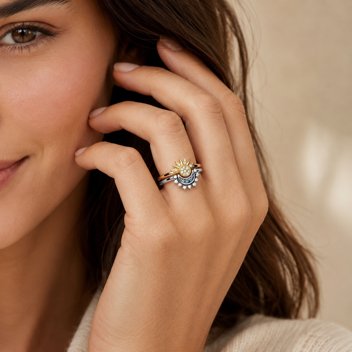 Sun & Moon Ring Set