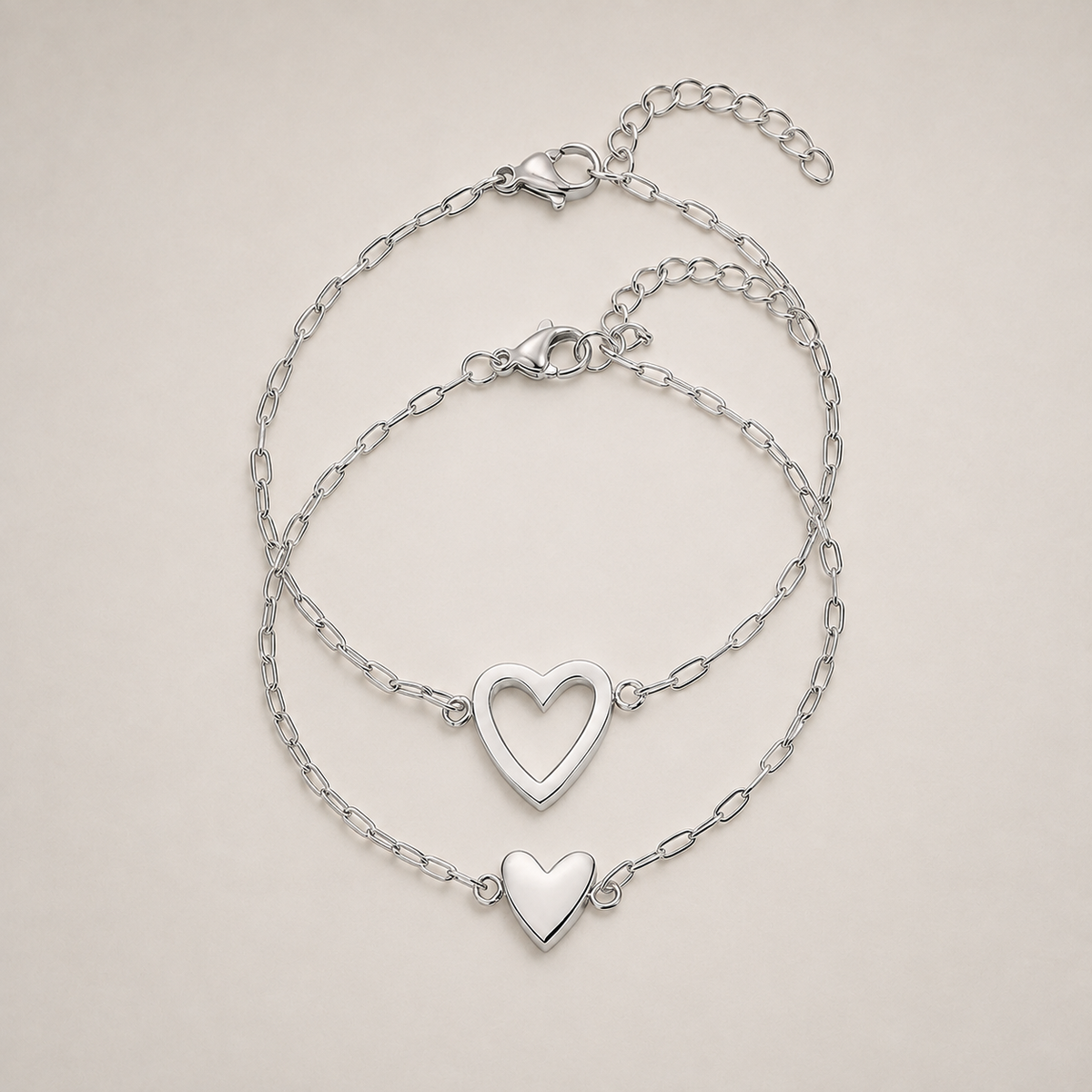 Twin Hearts Bracelet Set