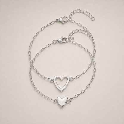 Twin Hearts Bracelet Set