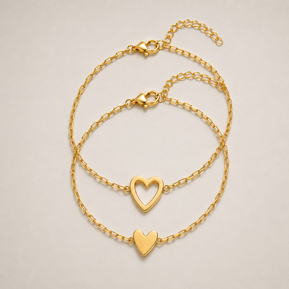 Twin Hearts Bracelet Set